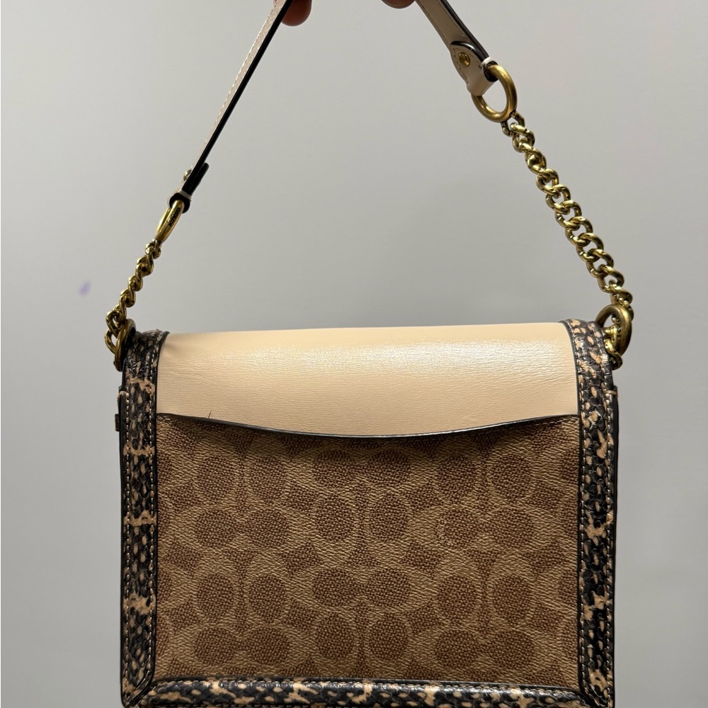 Coach Signature Hutton Convertible Crossbody Shoulder - Snakeskin Color Block - Picture 6 of 11